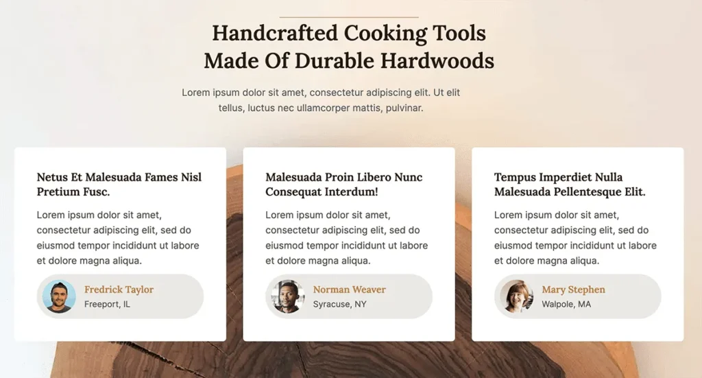 Wooden Craft Starter Template Testimonials