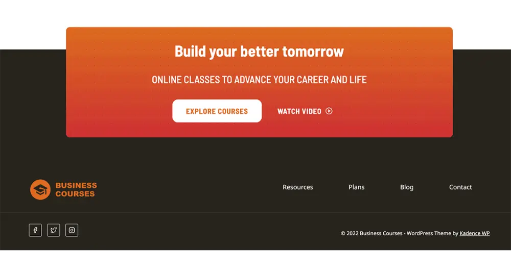 Business Courses Website Footer