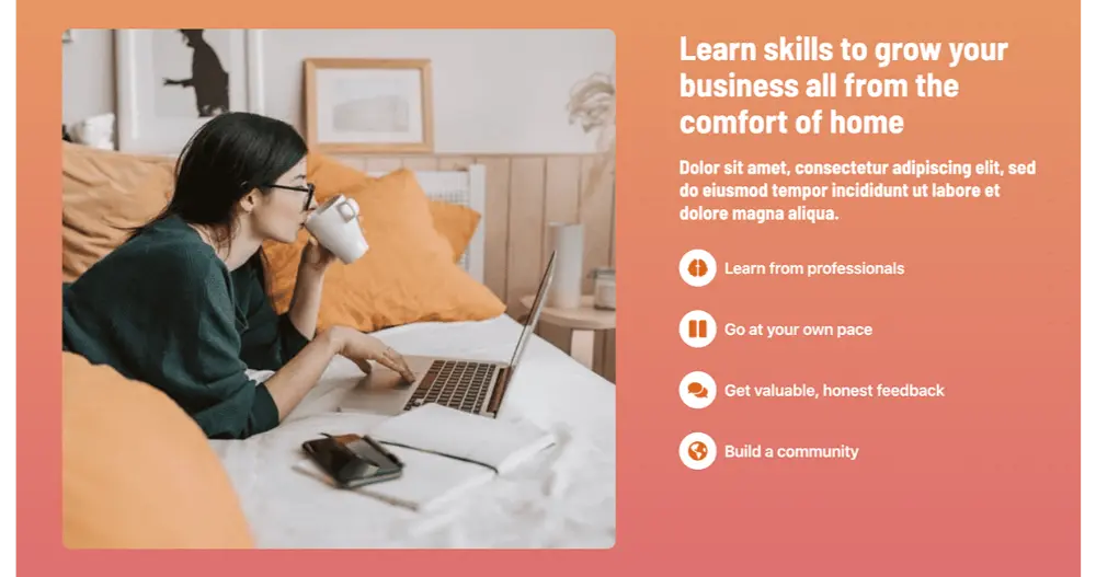 Business Courses Website Section