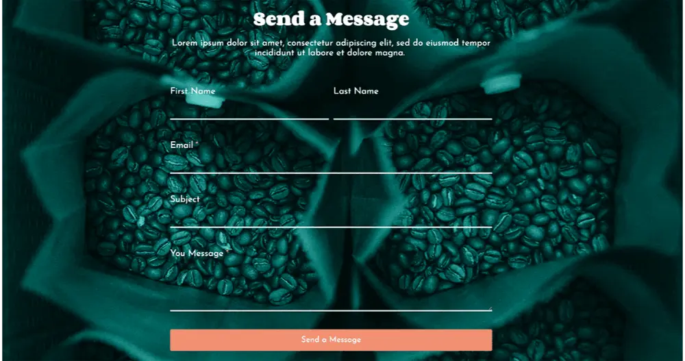 Coffee Beans Website Contact Page