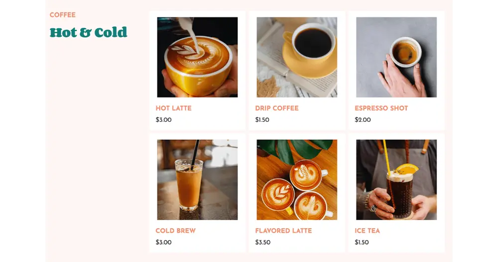 Coffee Beans Website Items