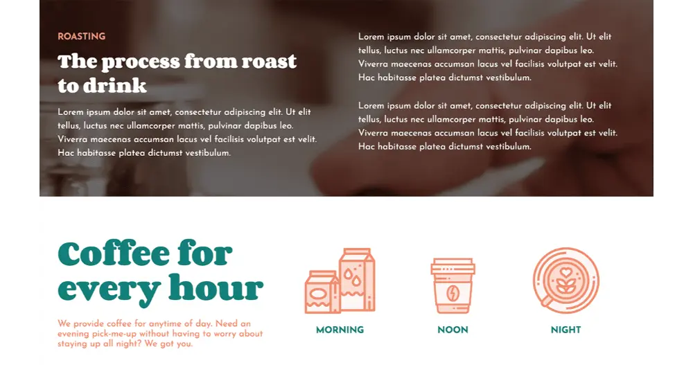 Coffee Beans Website Section