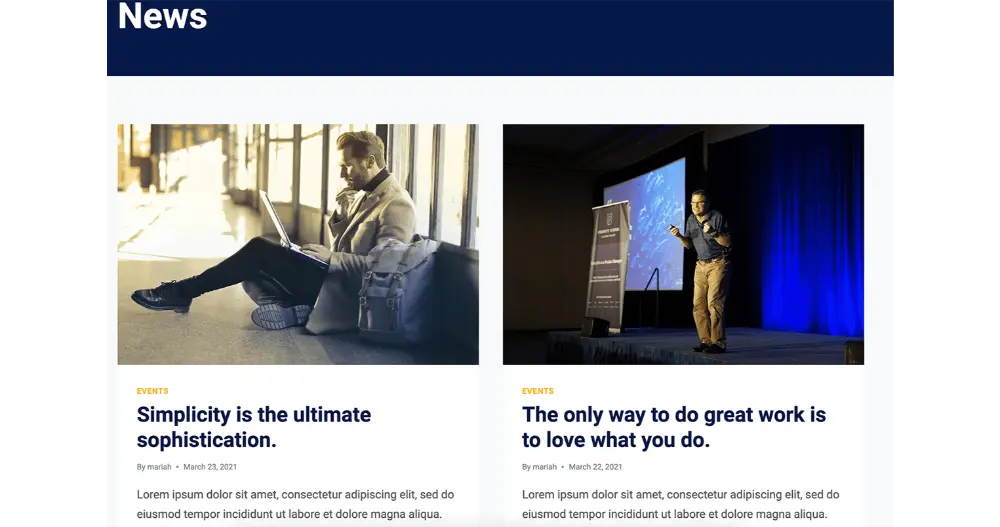 Conference Website Template News