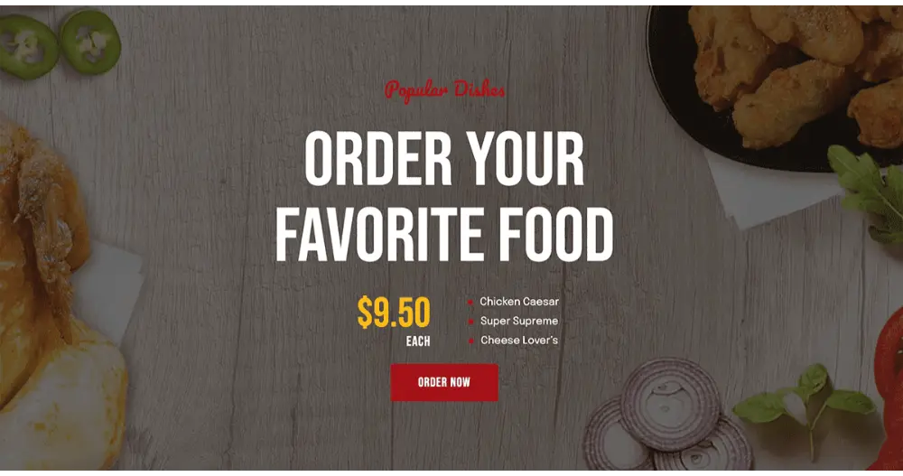 Gourmet Food Website Section
