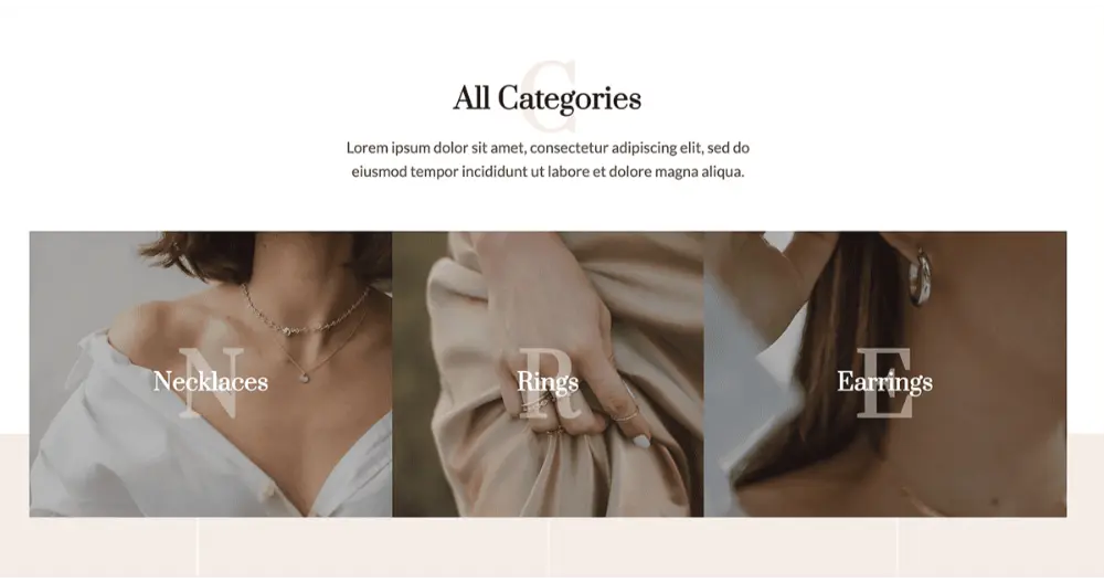 Jewellery Collection Website Categories