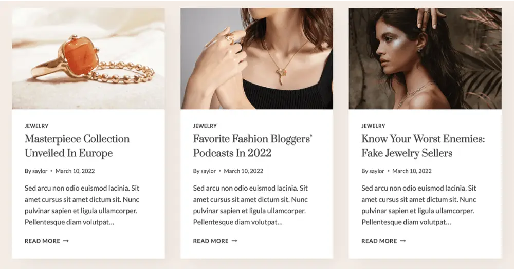 Jewellery Collection Website Products