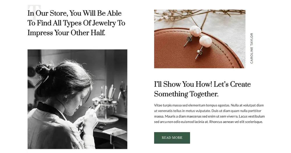 Jewellery Collection Website Section