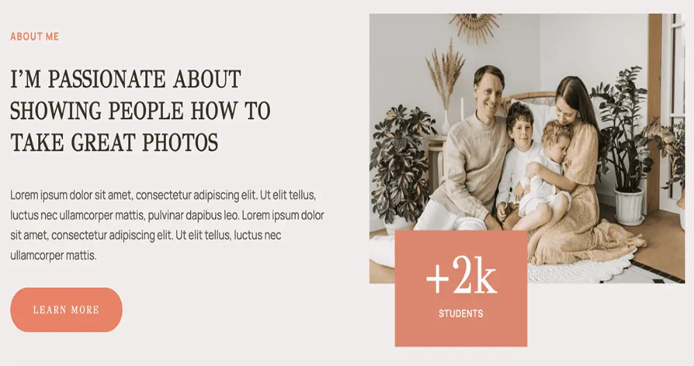 Professional Family Portraits Website Template About Me