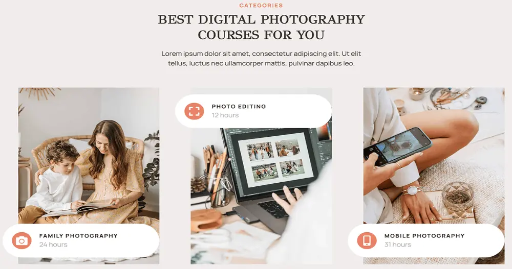 Professional Family Portraits Website Template Categories