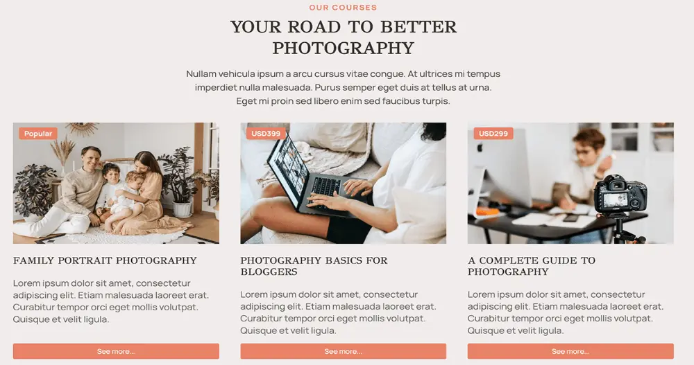 Professional Family Portraits Website Template More Products