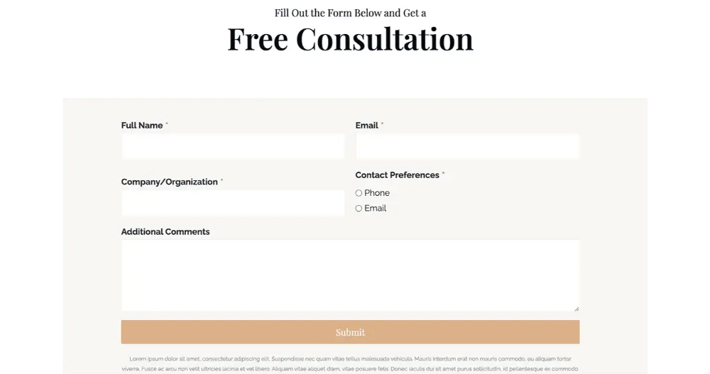 Professional Legal Website Contact Form