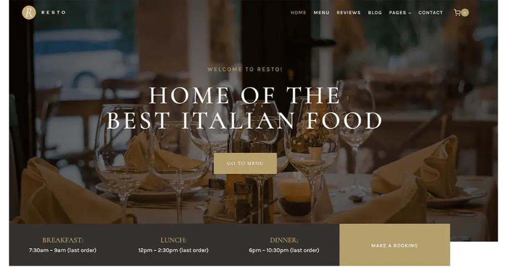 Restaurant Website Home Page