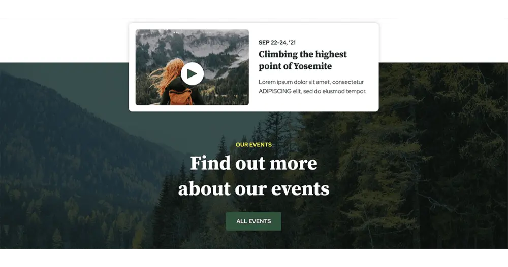 Travel Experience Website Events