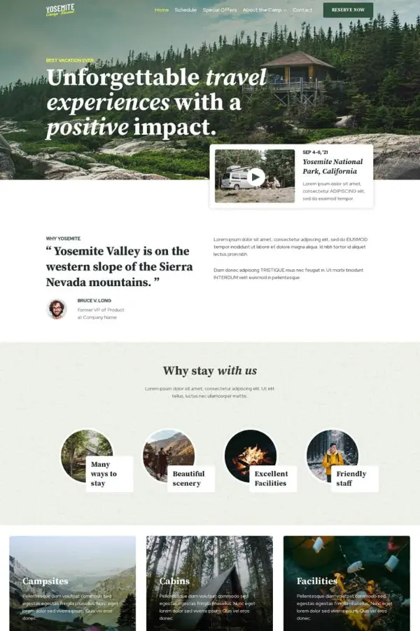 Travel Experience Website Home