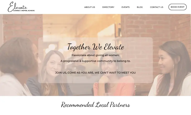 Elevate Website Home Page