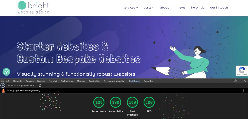 Lighthouse Report for Bright Website Design