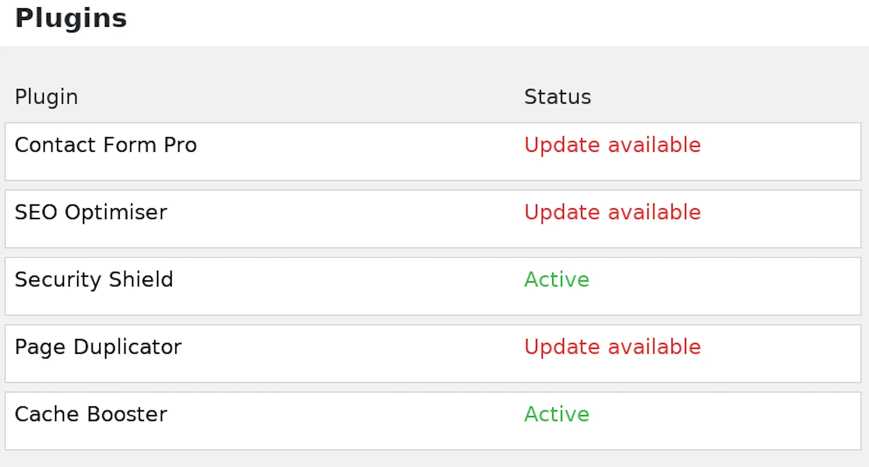 Outdated plugins