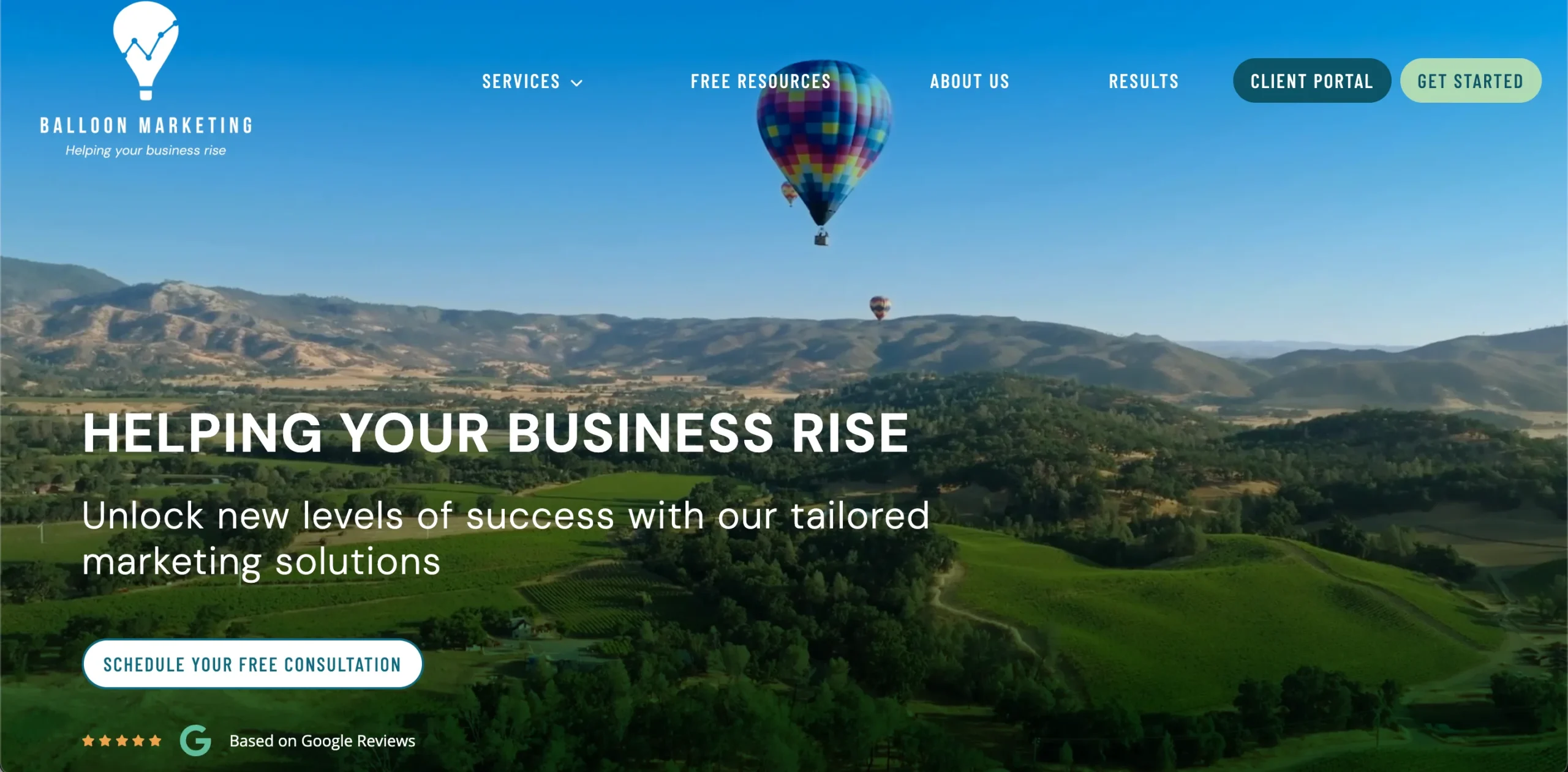 Balloon Marketing Home Page Website